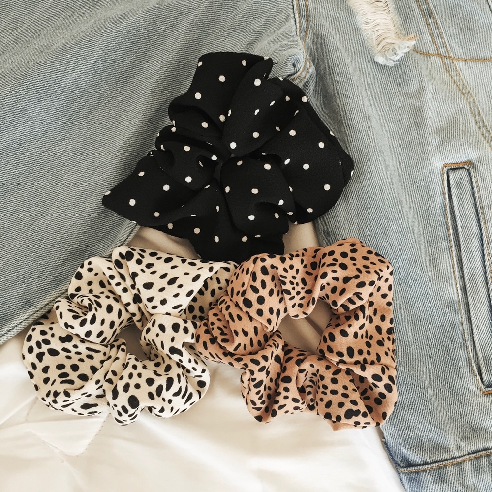 3 Pack Poka Dots Hair Scrunchies